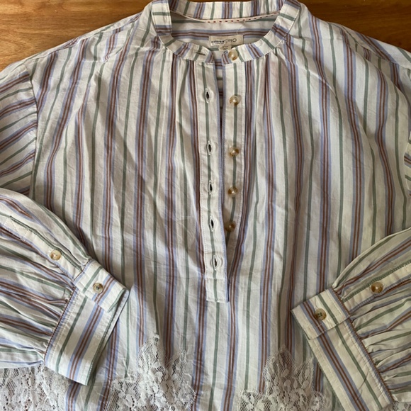 Anthropologie Pilcro peasant top lace hem $118 NWT Oversized style best for S//M - Picture 2 of 8